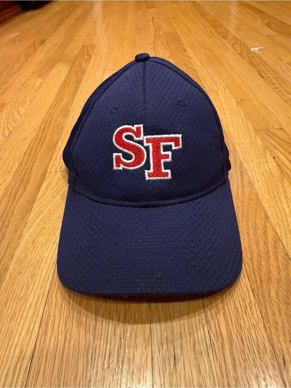 Kids Navy Blue Baseball Cap with Red SF Embroidery